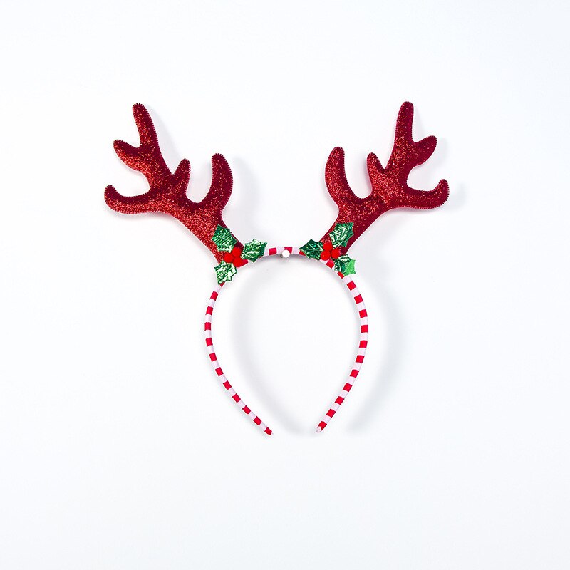 Tecknad 1pc jul hår slips vuxen barn julgran cosplay djur horn pannband pannklämma tillbehör tiara de cabelo: Röd rosa horn