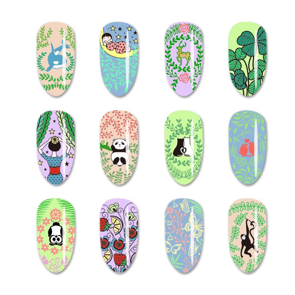 BeautyBigBang sirena del árbol de coco de placas de estampado para manicura sello plantillas 3D molde de estampado geométrico plantillas de manicura