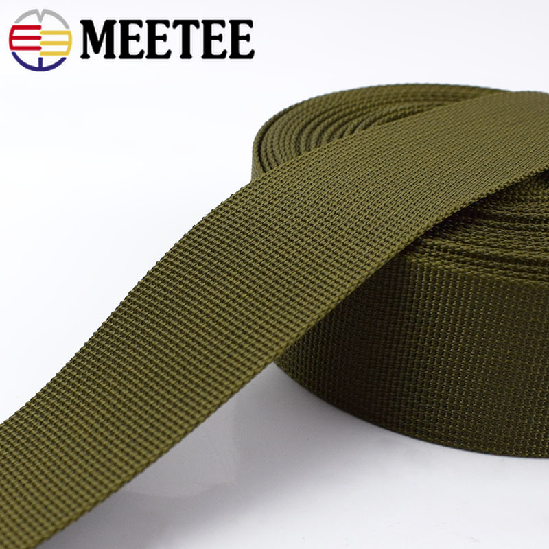 Møde 10 meter 20-50mm armygreen nylon båndbånd beskæring sikkerhedssele rygsæk rem diy taske tøj syemateriale  ap200