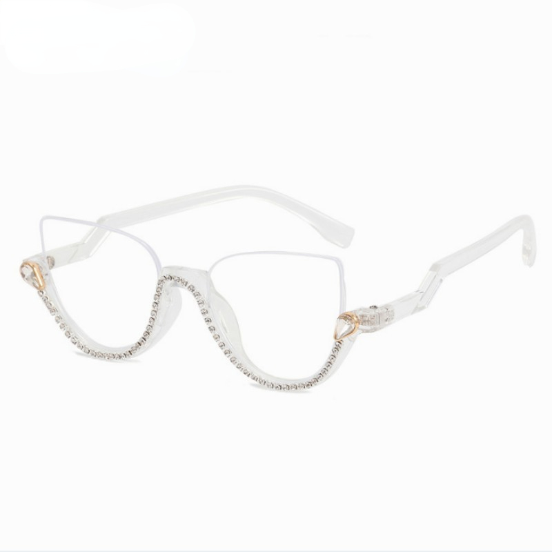 Gafas de ojo de gato con luz azul para mujer, anteojos Retro con diamantes, óptica General, lente transparente de lectura, tendencia femenina,