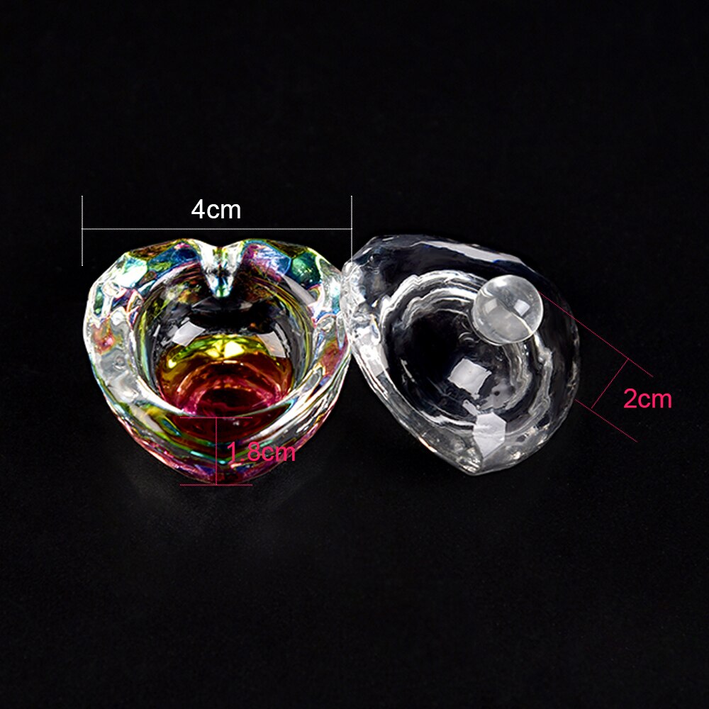 1Pc Nail Art Acrylic Liquid Powder Dappen Dish Bowl Glass Crystal Cup Heart Glassware with Lid for Nail Art Manicure Care Tools: 1pc Heart