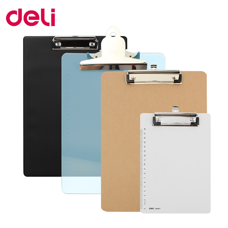 Deli writing board clamp board clip translucent folder A4 pad plate clip A5 wood plastic hanging workshop office stationery