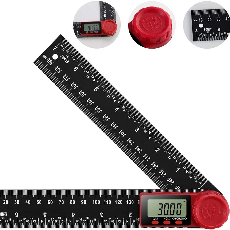 2-in-1 Digital angle ruler Protractor Digital calipers Black vernier caliper Level ruler 360 ° 200/300 mm range Scale tool