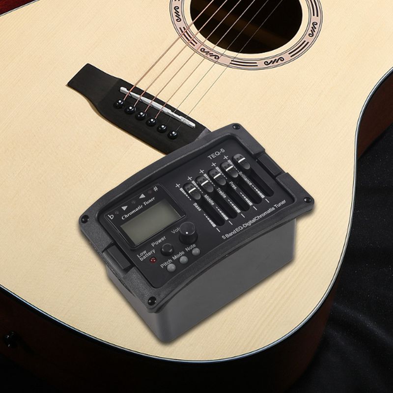 5 Band Acoustic Guitar Preamp EQ Equalizer Classical Acoustic Guitar Amplifier Digital Blend Tuner Piezo Pickup