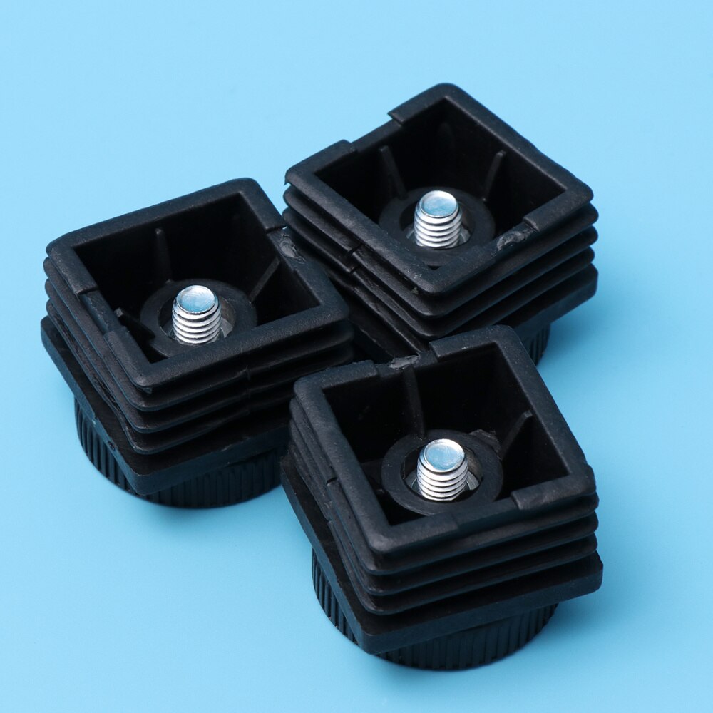 20pcs M8 Square Pipe Plug Furniture Square Foot Mats Tube Cover Pipe Fittings with Nut and Adjustable Feet 35*: Black 2