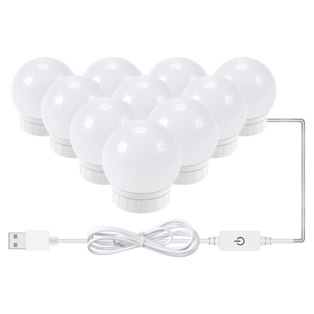 LED 12V Makeup Mirror Light Bulb Hollywood Vanity Lights Stepless Dimmable Wall Lamp 6 10 14Bulbs Kit for Dressing Table: Nature White 10pcs