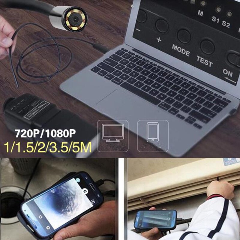 Endoscope Gizcam 1 M 7 MM étanche OTG Android téléphone Endoscope Inspection USB Endoscope Tube avec 6 led serpent Mini caméras