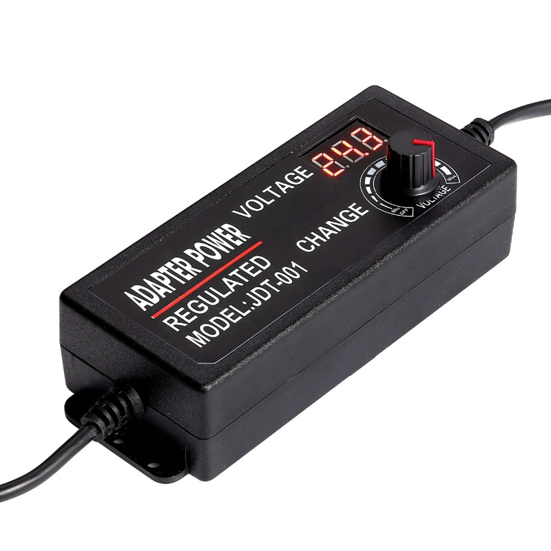 Universal AC/DC 72W Power Adapter, Adjustable Voltage 9-24V 3A DC Converter, With LED Display: Black