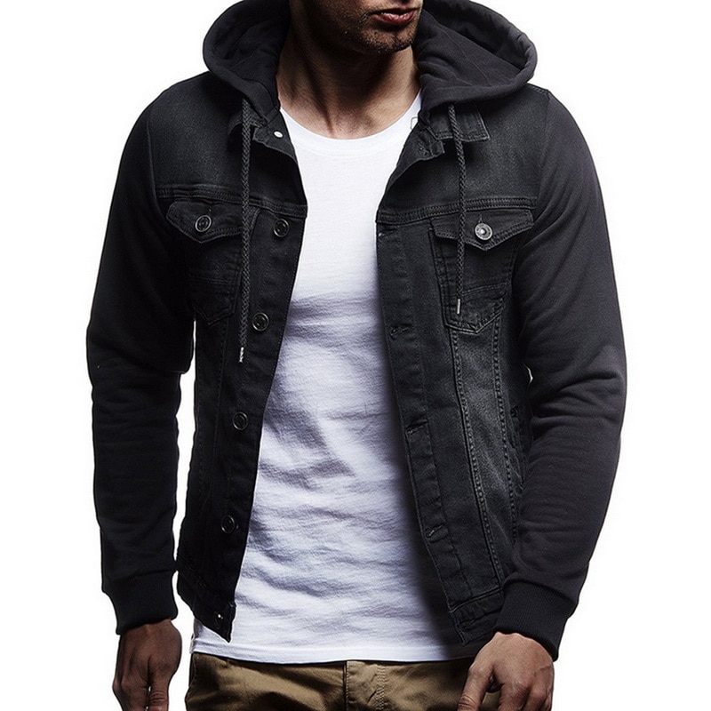 Mjartoria denim jack heren met capuchon sportkleding buiten casual jeans jassen hoodies cowboy herenjas jas pasvorm