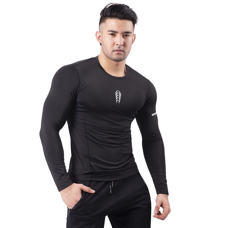 Heren outdoor fitnesskleding heren winter fleece warme strakke t-shirt outdoor training basketbal hardloopkleding