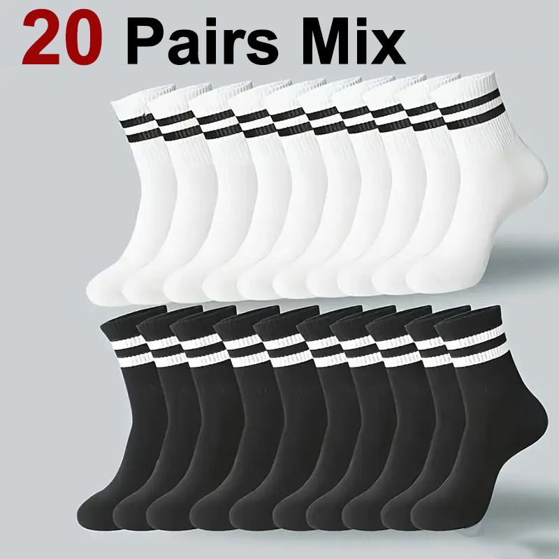 6/10/20 paires de chaussettes mi-tube à rayures neutres, absorbant la sueur, respirantes, douces et confortables, chaussettes de sport et de loisirs pour Couple: Orange