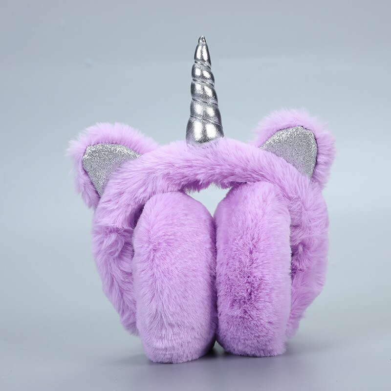 Caldo unicorno Cuffie per le Ragazze di Inverno Della Pelliccia Paraorecchie per Le Donne di Inverno Accessori Copertura dell'orecchio Scaldini Delle Donne Della fascia Di Natale: viola