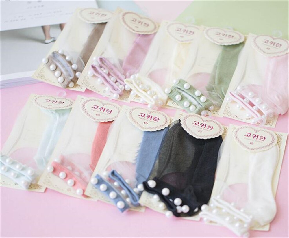 Lolita jeune fille japonaise belle avec perle femme chaussettes courtes multiples couleurs coton Socks B426