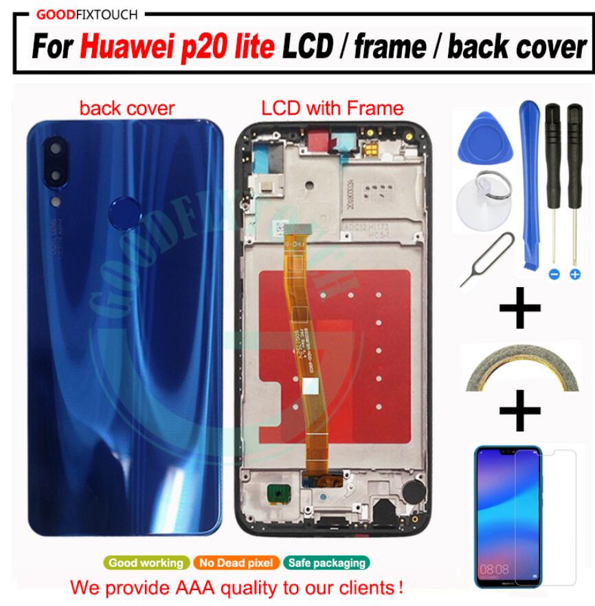 100% Getest OK 5.84 "Voor Huawei P20 lite Lcd-scherm + Touch Panel Digitizer Vergadering met frame Voor huawei P20lite lcd: LCD frame cover blue