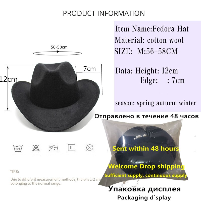 Winter Retro Fedora Hoed Voor Vrouwen Mannen Western Cowboyhoed Paardensport Cowgirl Cap Stijve Breed Brimw Ster Lederen Band