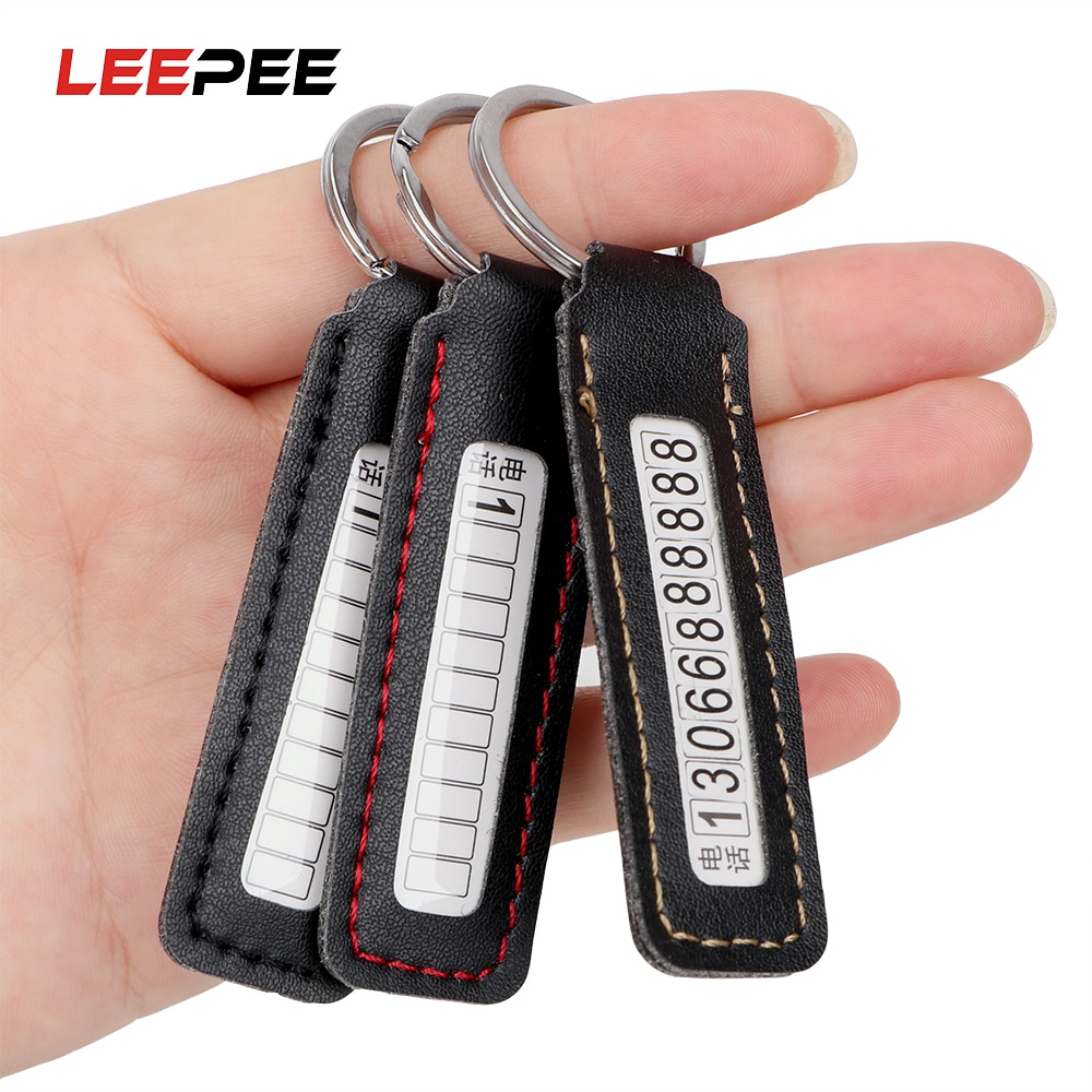 LEEPEE-llavero de placa de matrícula de coche, llavero antipérdida, tarjeta de número de teléfono, estilo de coche