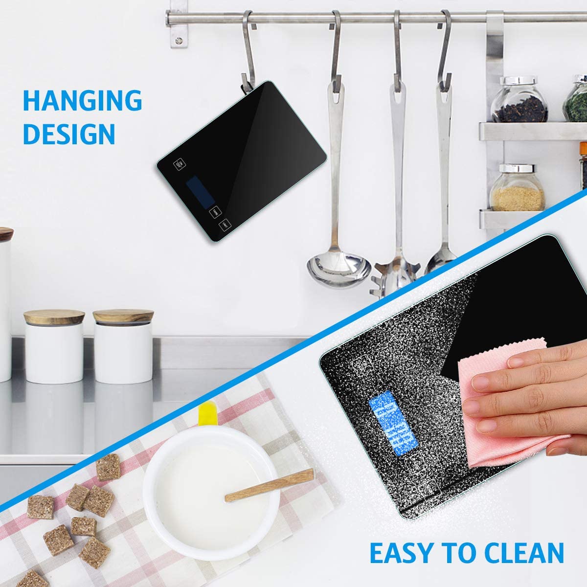 digital kjøkkenvekt 1g-10 kg matvekt vanntett herdet glass plattform høy nøyaktighet multifunksjonsvekt