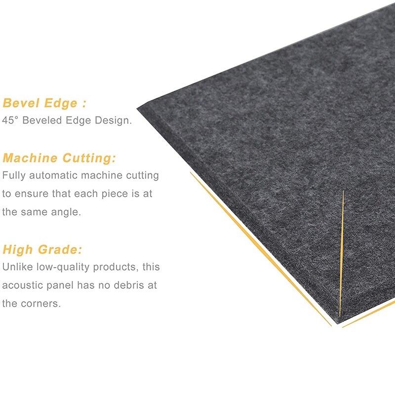 6 Pcs Acoustic Absorption Panels, Beveled Ceramic Tiles for Sound Insulation, Suitable for Houses, Etc