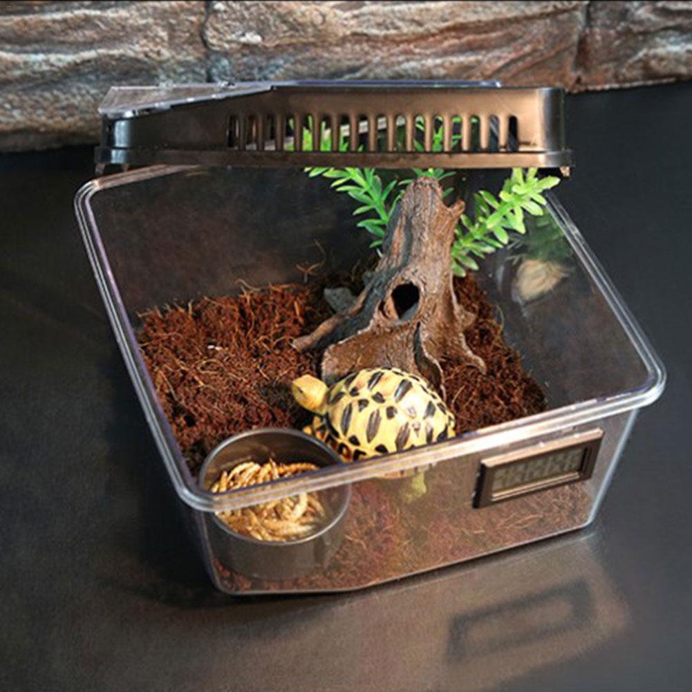 Newset Reptiel Living Box Snake Spider Hagedis Kever Insect Acryl Kweekbak Met Temperatuur Fokken Levend Voedsel Voerbox