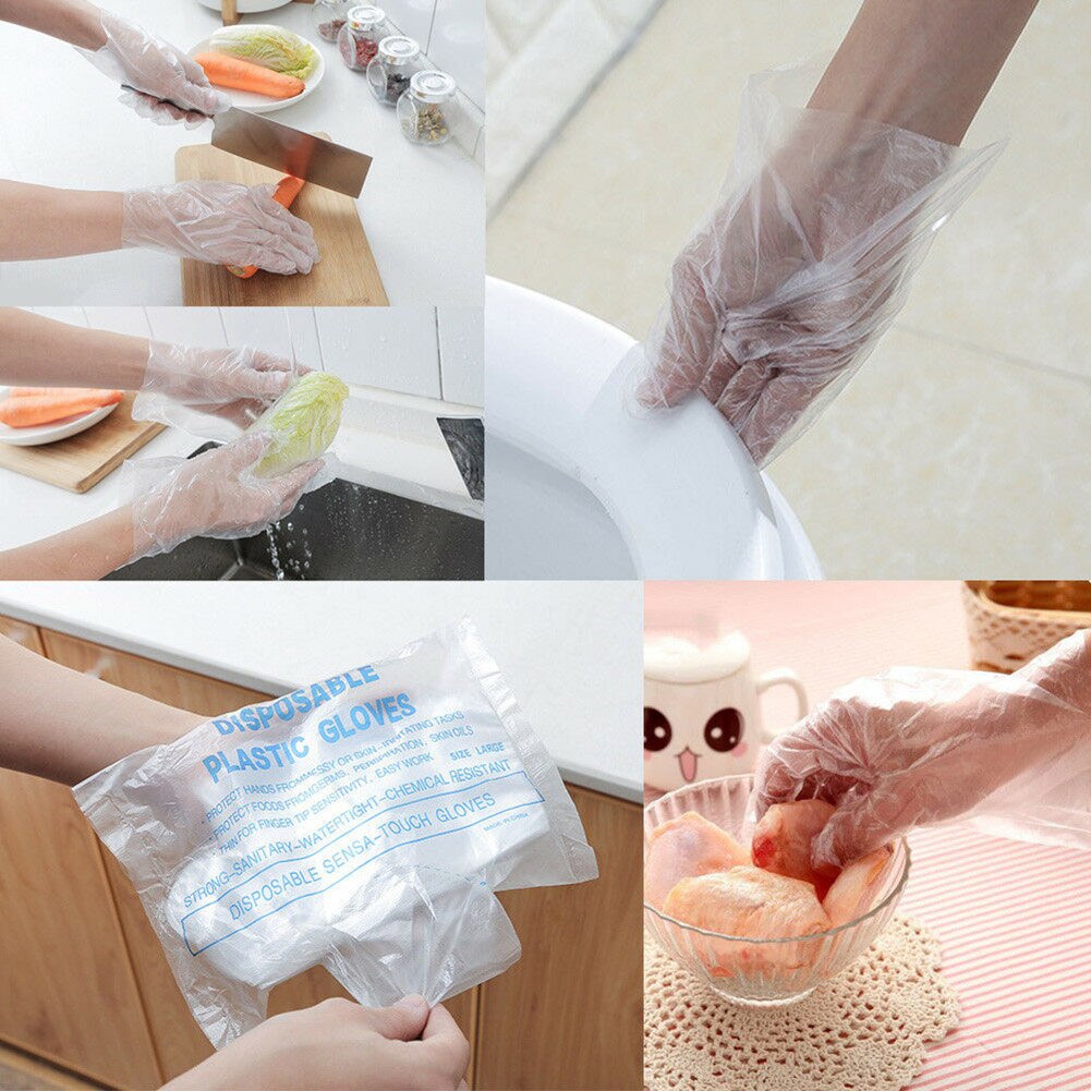 Clear Plastic Disposable Gloves Restaurant Home Service Catering Hygiene Supplies