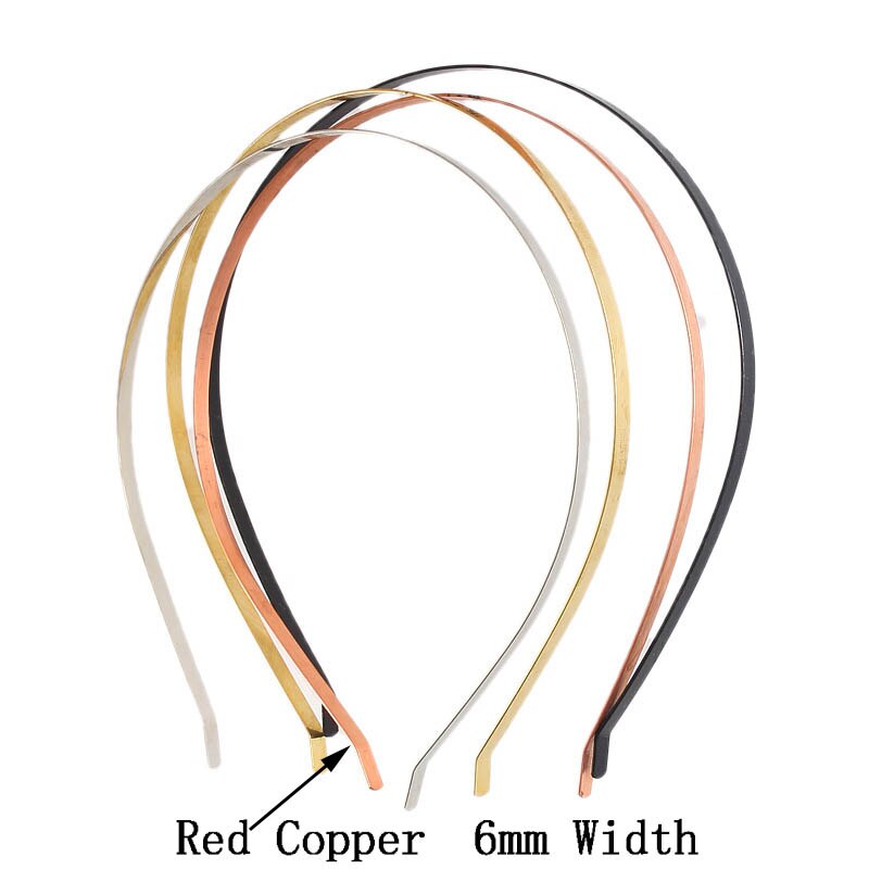 5pcs/lot Width 3-7mm Stainless Steel Hairwear Hair Bands Base Setting Hair for Women Jewelry Making Findings Accessories: Red Copper 6mm Width