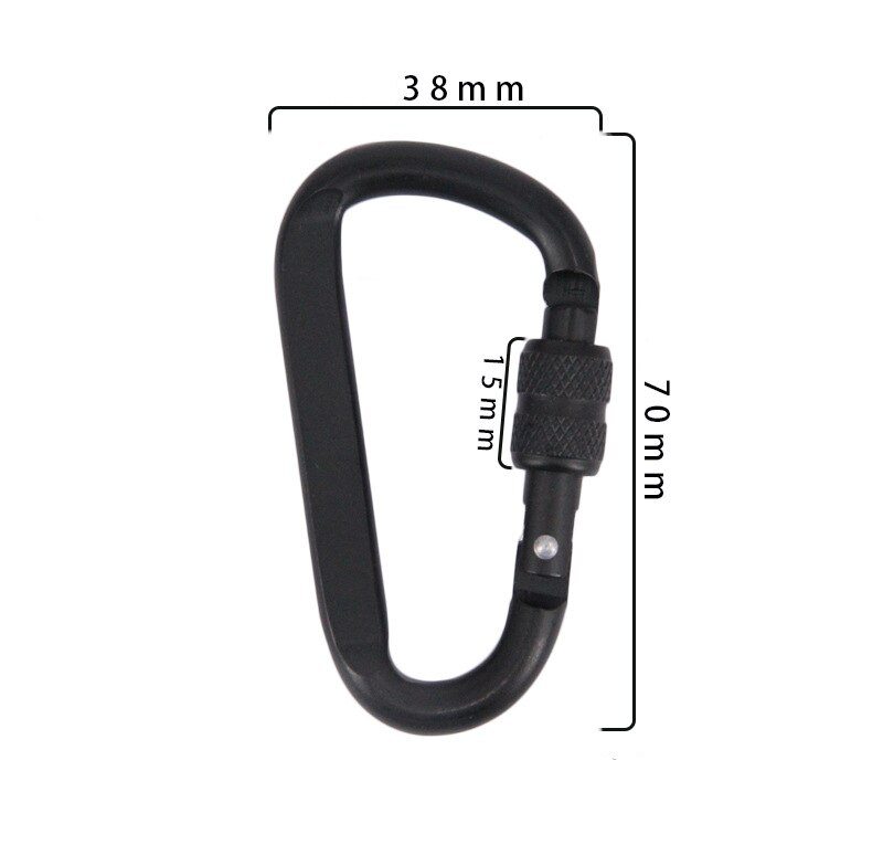 1Pc 7Cm Aluminium Karabijnhaak Zwart D-Ring Sleutelhanger Clip Camping Sleutelhanger Karabijnhaak Outdoor Reizen kit Gyh: Black YaBian SuoKou