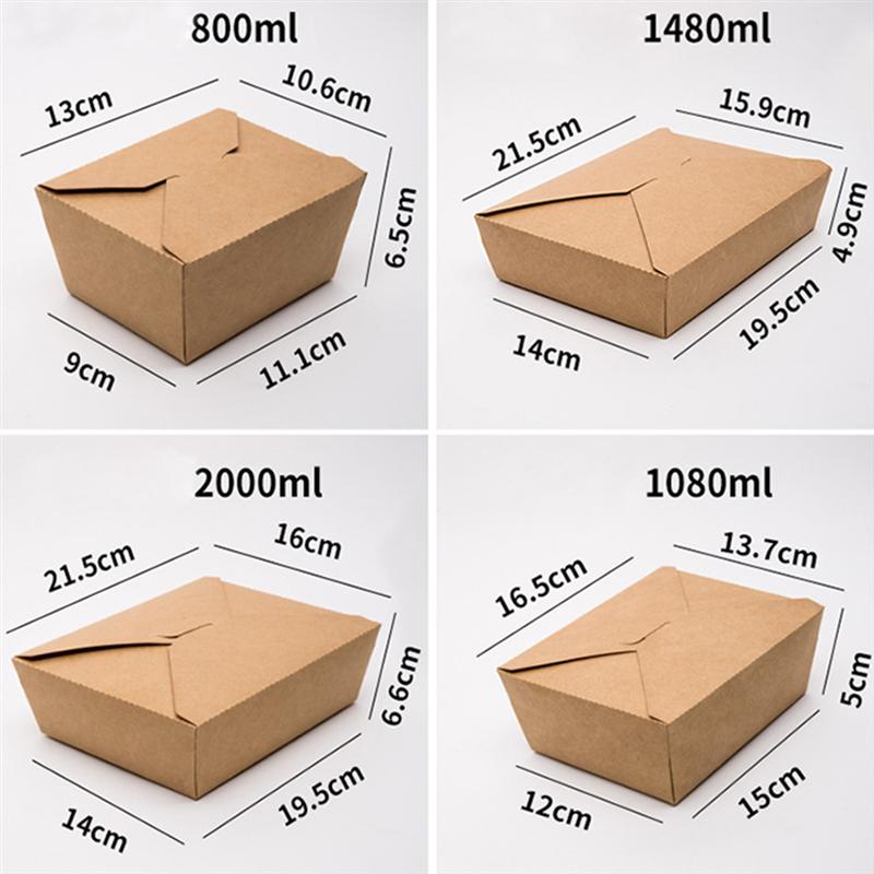 20pcs Kraft Paper Lunch Box Disposable Meal Prep Containers Food Takeout Boxes For Restaurant Home Ddisposable Food Containers