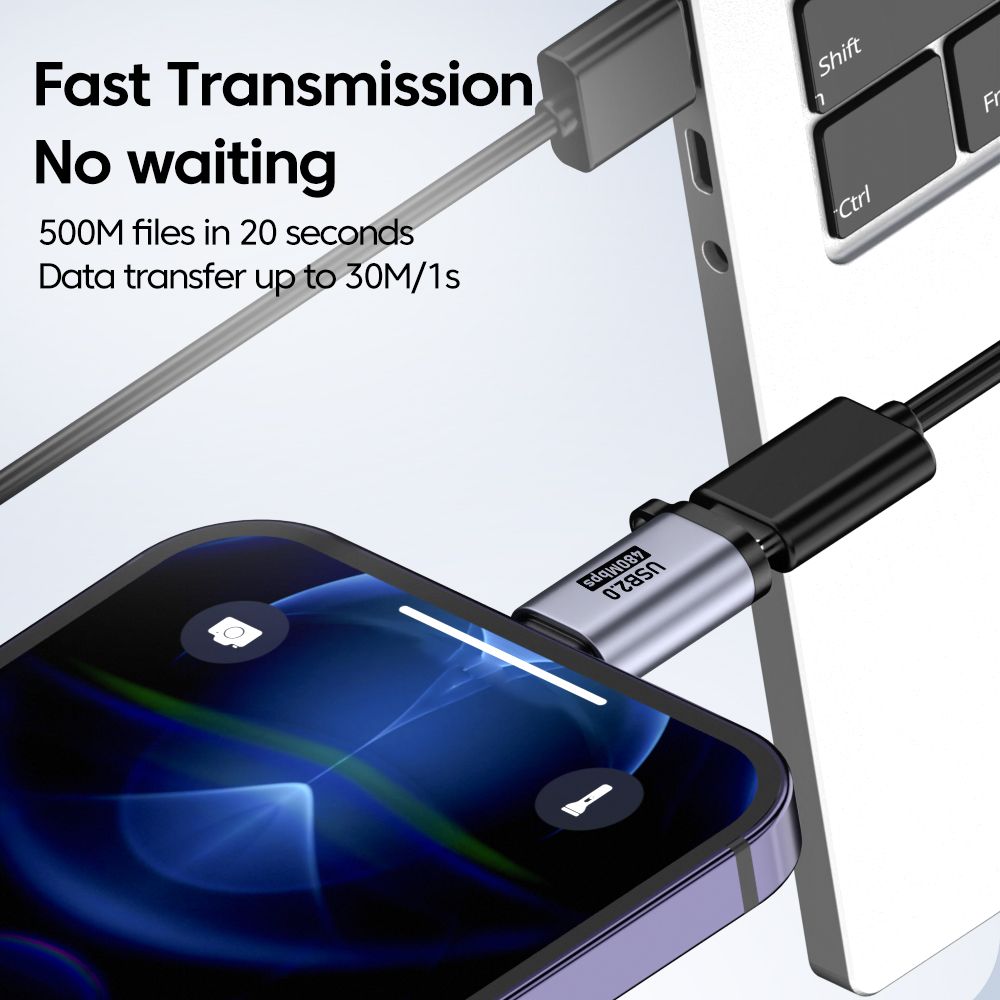 Adapter Micro USB na Type C Mini USB na USB C 480Mbps Szybkie ładowanie danych Złącze USBC na Lightning Adapter do iphone'a Android