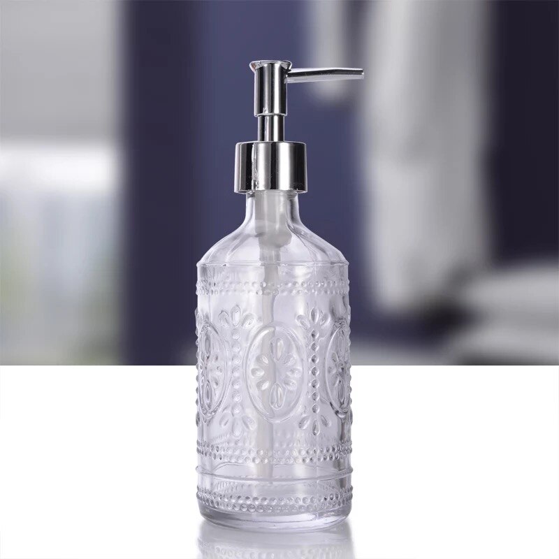 European Style Glass Hand Sanitizer Bottle Lotion Bottles Bath Shower Gel Shampoo Press Liquid Soap Dispenser Bathroom Supplies: F