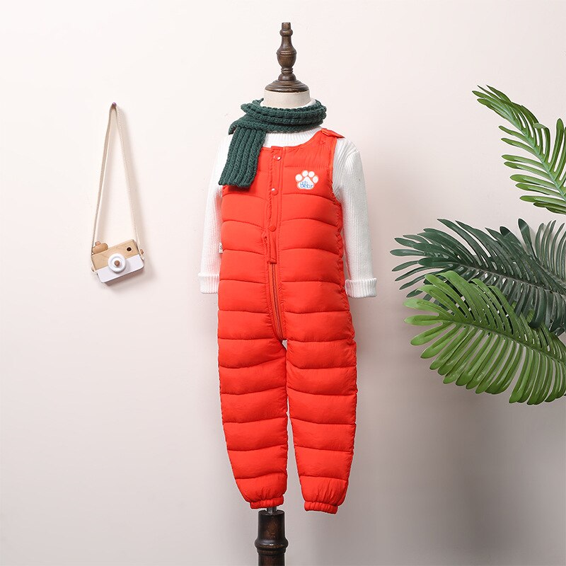 décontracté bébé garçons fille combinaison barboteuse pour enfants salopette hiver épaissi pantalon solide vent preuve vers le bas pantalon: orange / 18M