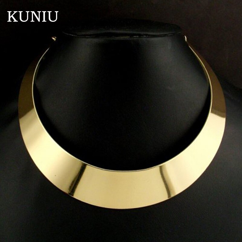 Punk Collar Choker Necklace Gold Color Maxi Big Circle Metal Necklaces Women Neck Wide Collar Necklace Vintage Harajuku Jewelry