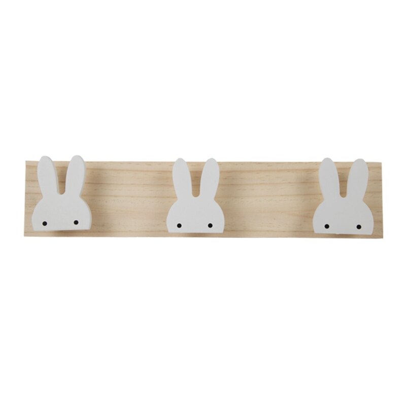 Children room Wall mounted Storage Rack Hanger with Multi hook Wooden Clothes Peg Cartoon shelf: 1