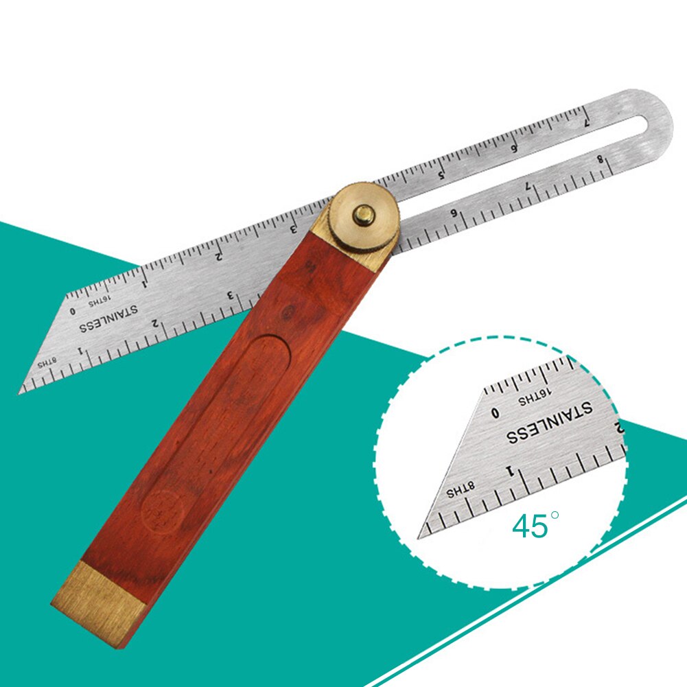9 Inch Tools Carpenter Durable Engineer Bladed Hardwood Handle T Oblique Angle Sliding Ruler Stainless Steel Accessories Safe