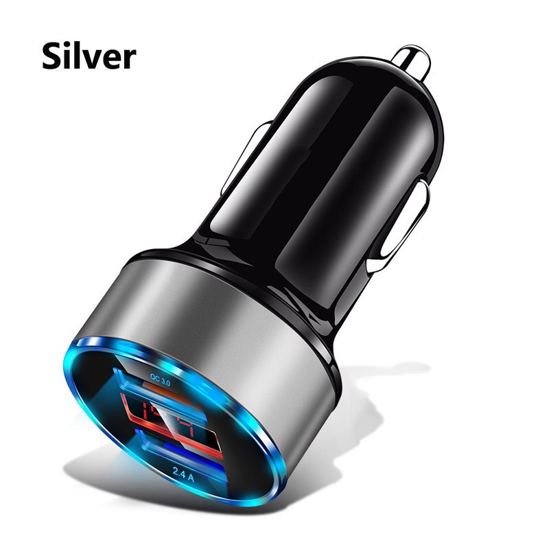 2 porty szybka ładowarka samochodowa do Redmi Note 10 lite 9 8 Pro 10T 9T 8T OPPO A74 A54 ładowarka samochodowa USB C typ C kabel: Car Charger Silver