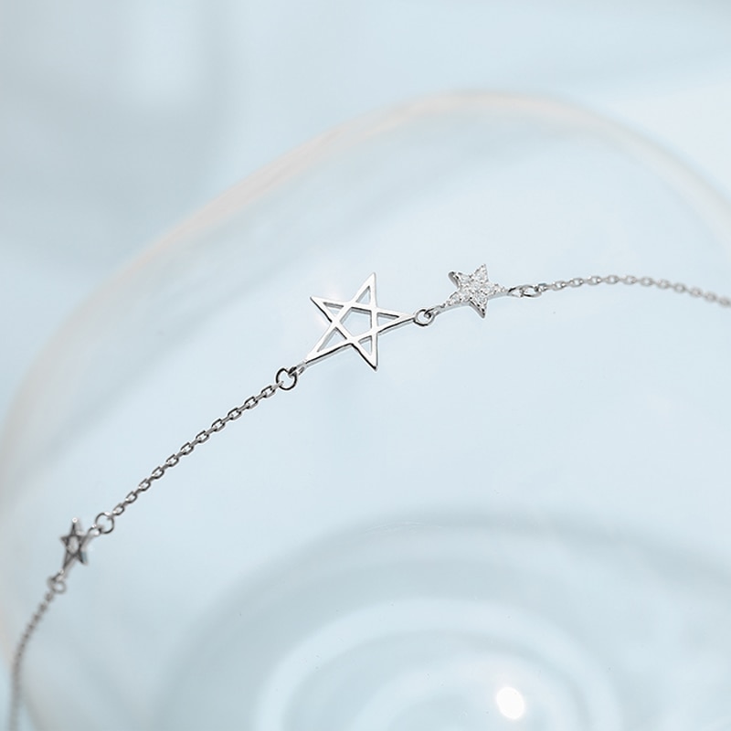 Colliers et pendentifs étoiles en Zircon | En argent Sterling 925, AAA, à la , collier rond à chaîne brillante, collier de déclaration d'étoiles, pour femmes