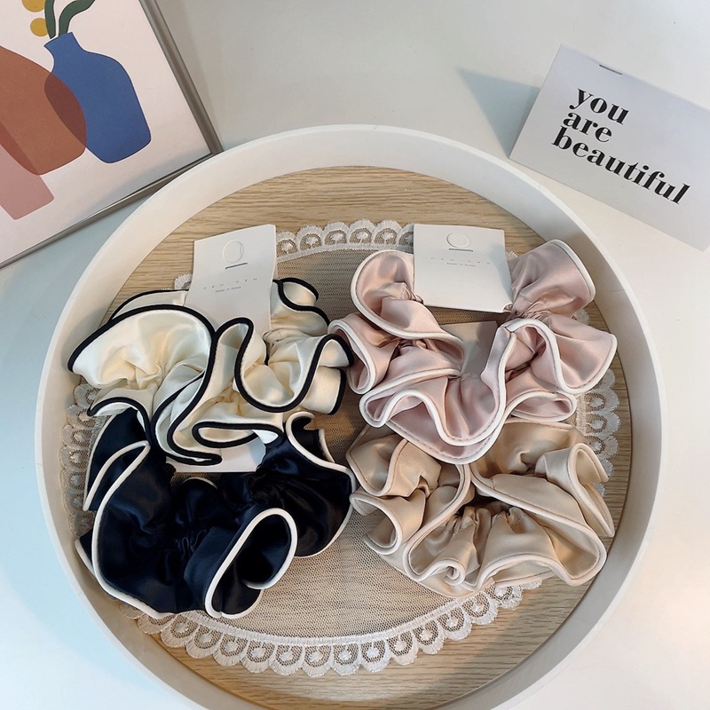 Coleteros grandes Satain de doble tela de seda satinada de estilo coreano, accesorios para el cabello para mujeres, bandas elásticas de alta gama para niñas