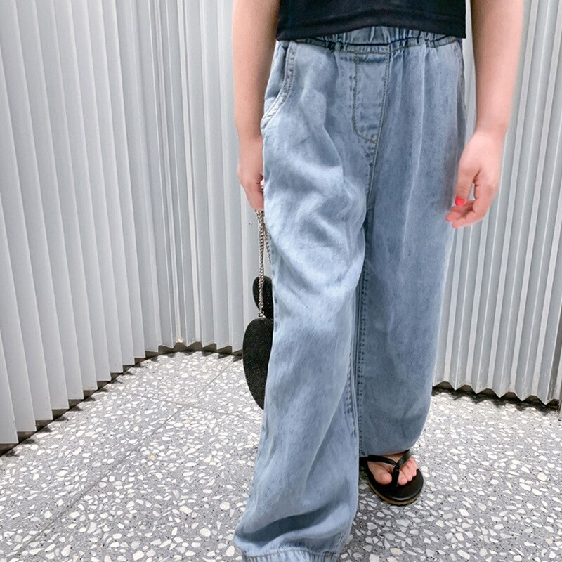 2021 primavera autunno ragazze Casual Jeans larghi pantaloni bambino bambini bambini pantaloni in Denim
