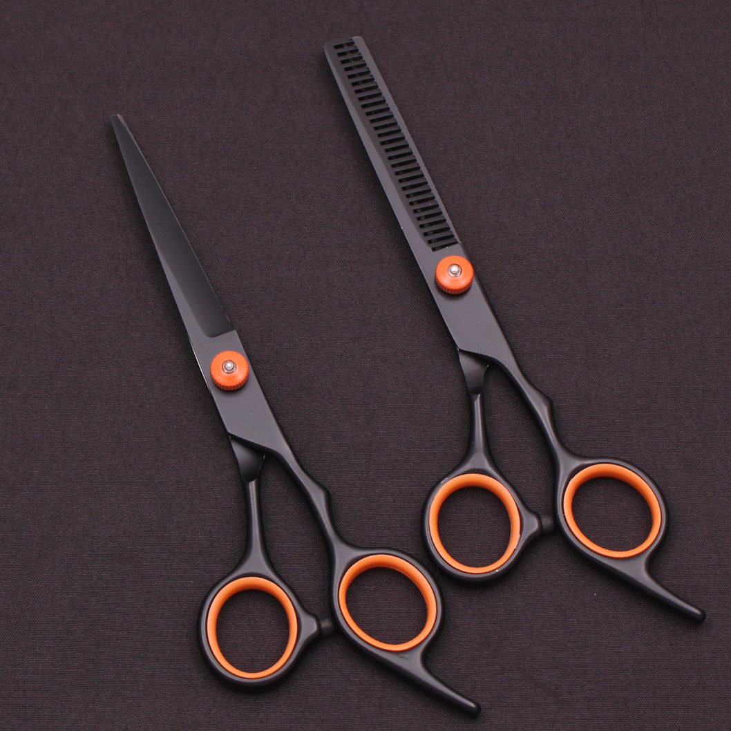 6.0 ''Haar Schaar Roestvrij Knippen Schaar Dunner Kappers Kapsel Kam Scheermessen Set Salon Kapper & Thuis C1001: Black