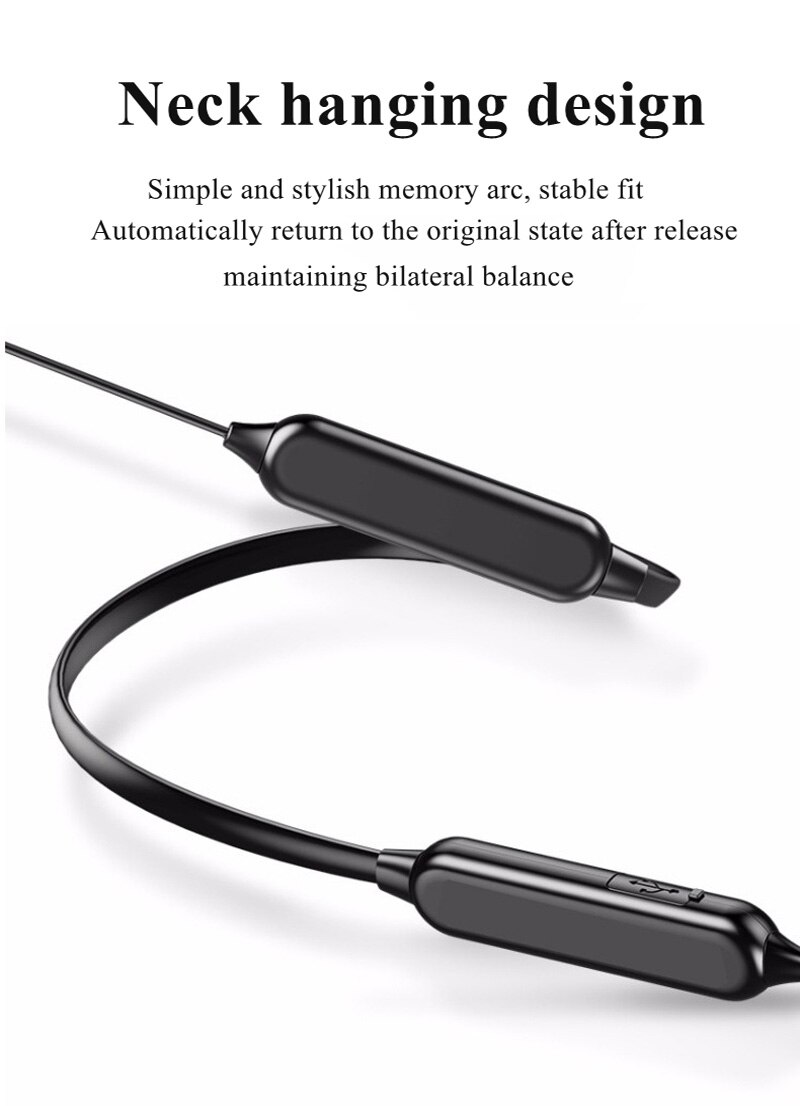 Neckband Wireless Earphone Bluetooth Music Sport Game Stereo Headset Noise Canceling HIFI In-Ear Earphone With Mic For Phone