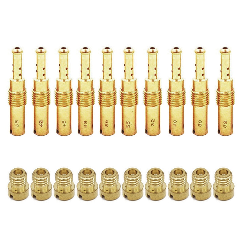 10pcs Set Slow/Pilot Jet & 10pcs Main Jet For PWK Keihin OKO CVK Carburetor Vice injectors (Total 20 set)