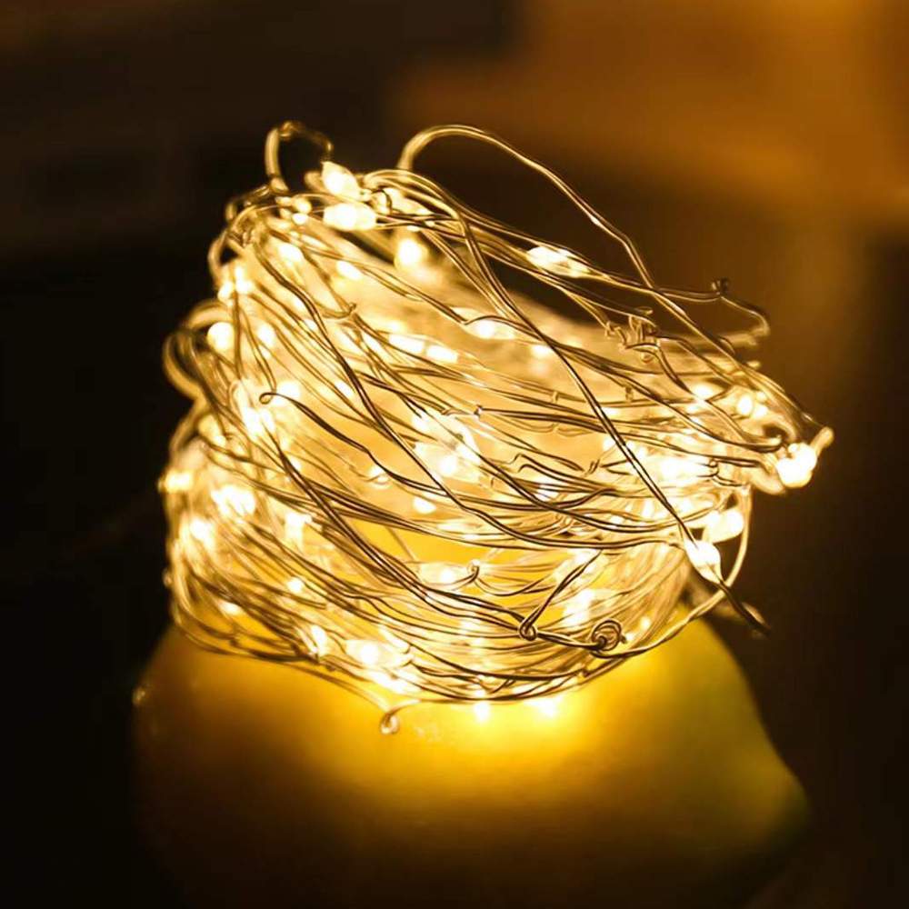 Guirlande lumineuse Led à piles en fil de cuivre, guirlande lumineuse à faire soi-même, pour noël, fête de mariage, décoration de chambre à coucher: WHITE / O