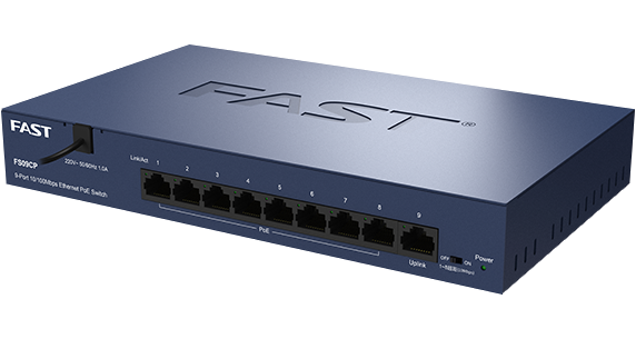 Fasat 9 Poorten 100M Poe Switch/83W FS09CP 83W/15.4W Netwerk Extension 802.3x Afstand 260M Mdi/Mdix Plug En Spelen Verschillende Stekkers