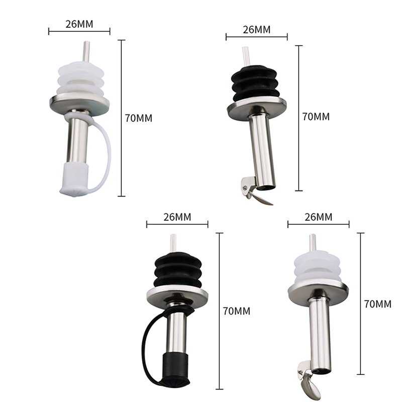 Wine Pourer Whisky Liquor Stainless Steel Oil Wine Bottle Pourer Cap Spout Stopper Mouth Dispenser Bartender Kitchen Bar Tools