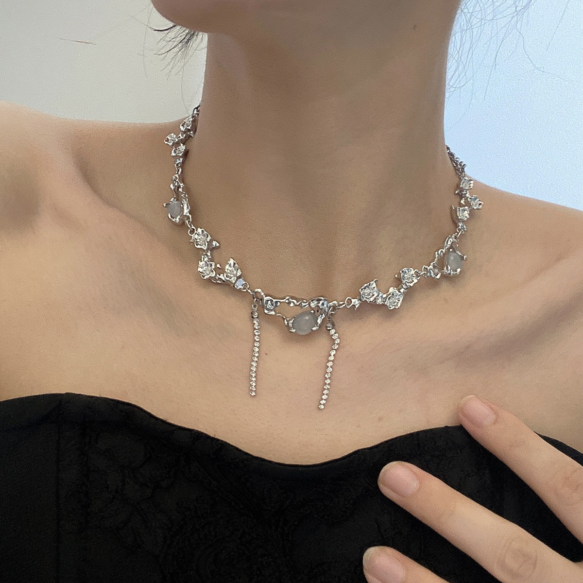 Ventfille Silver Color Opal Necklace for Women Girl Liquid Lava Star Irregular Jewelry 925 Stamp Birthday Dropshippping: cobalt violet