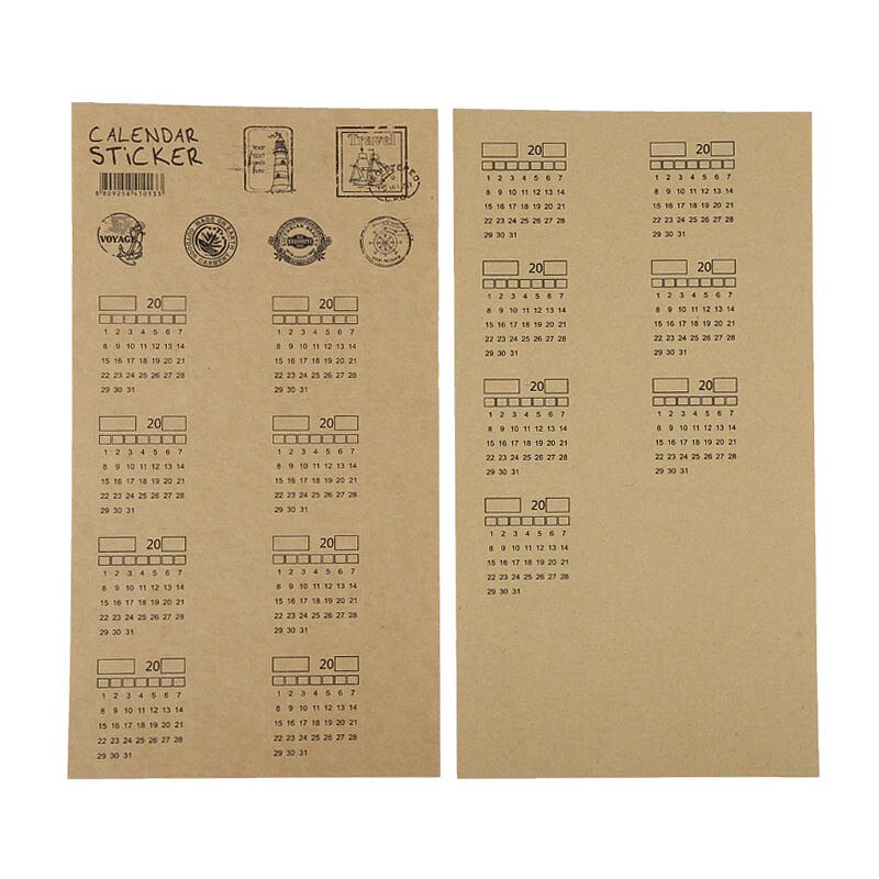Month Calendar kraft Stickers Decals junkJournal Planner Index Label stickers Scrapbooking Deco Stickers School