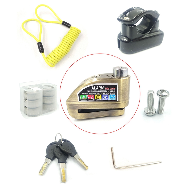 Alarm Lock Waterproof Motorcycle Alarm Lock Bike Lock Security Anti-Theft Lock Moto Disc Brake Ock Auto Parts