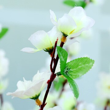 Silke blomst kunstig fersken blomst gren stue gulv dekorative kunstige blomster kunstige blomster kunstige blomster: Lang ferskenblomst hvid