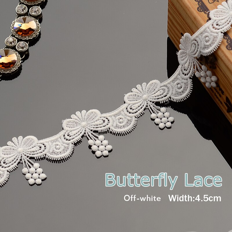 1 Yard Vintage Butterfly Lace Embroidered Lace Edge Trim Ribbon Applique DIY Sewing Craft Crochet Fabric Edging Trimmings Dress