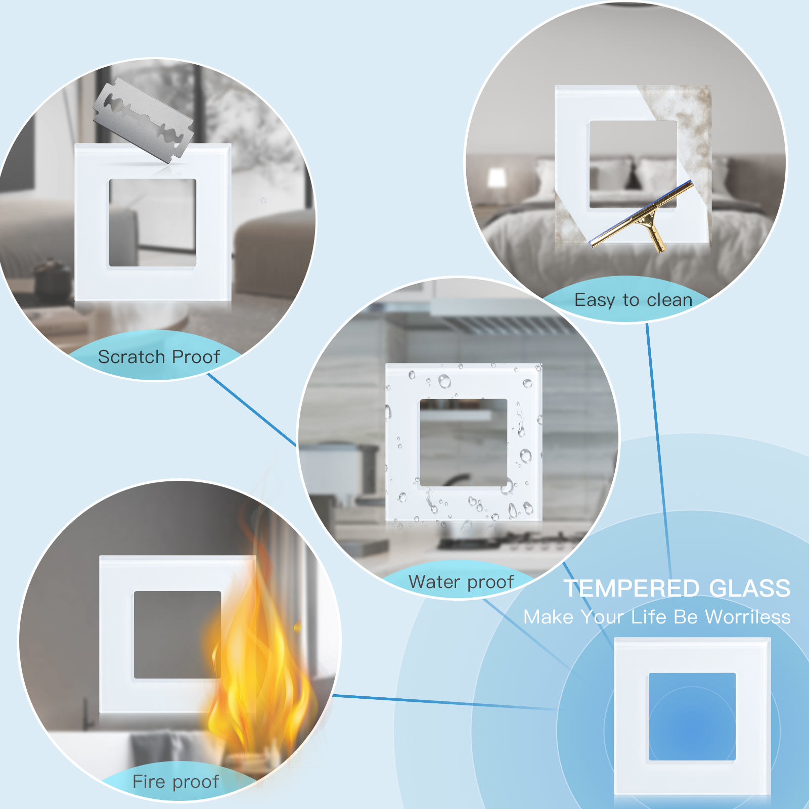 BSEED Wall Light Switches Parts White Glass Frames USB Sockets Function Module DIY EU CAT5 TV Sockets Power ST TEL Outlet Parts