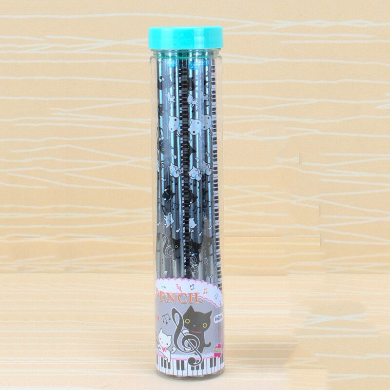 12pcs/Set Cute Cat 2B Pencil Standard Wooden Pencil Student Stationery Writing Drawing Pencils School Office Supply: Blue style 12pcs